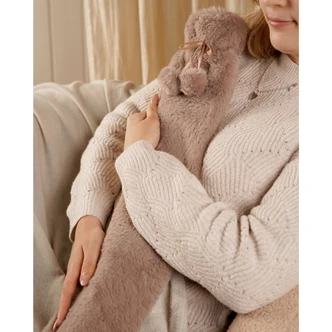 Taupe Faux Fur Long Hot Water Bottle