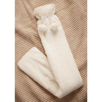 Ivory Faux Fur Long Hot Water Bottle