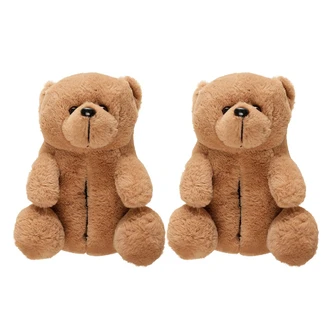 Kids Brown Teddy Bear 3D Novelty Slippers