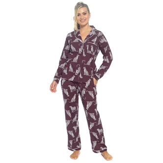 Plum Leopards Long Pyjama Set