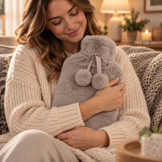 Latte Milk Luxe Faux Fur 2L Hot Water Bottle