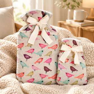 Scandi Birds Cotton Cover Hot Water Bottle