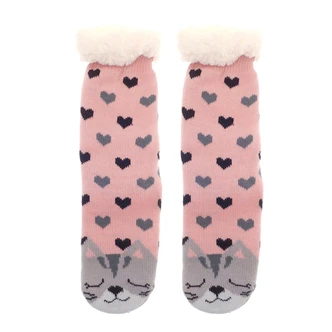 Cat Hearts Sherpa Lined Slipper Socks