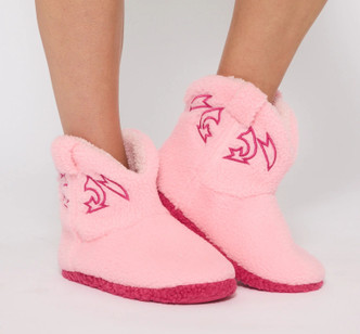 Pink Borg Fleece Cowboy Slipper Boots