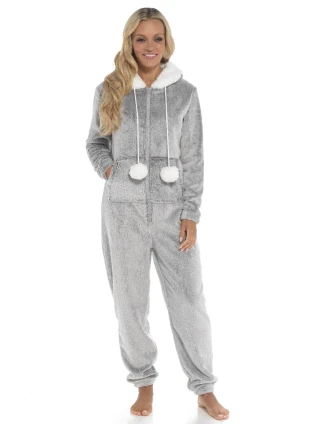 Grey Shimmer Fleece Hooded Onesie