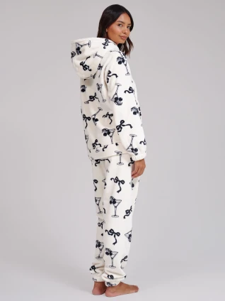 Monochrome Martini Bows Plush Fleece Lounge Set