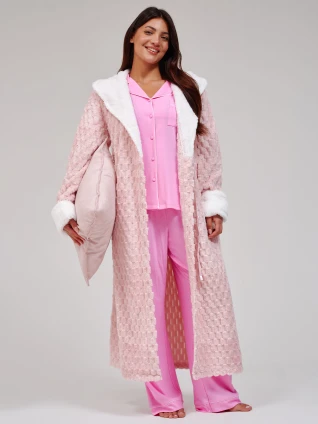 Pink Geometric Cut Luxury Fleece Maxi Dressing Gown