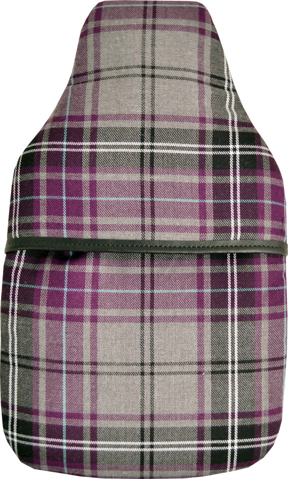 Plum Tartan Padded Cotton Cover 2L Hot Water Bottle