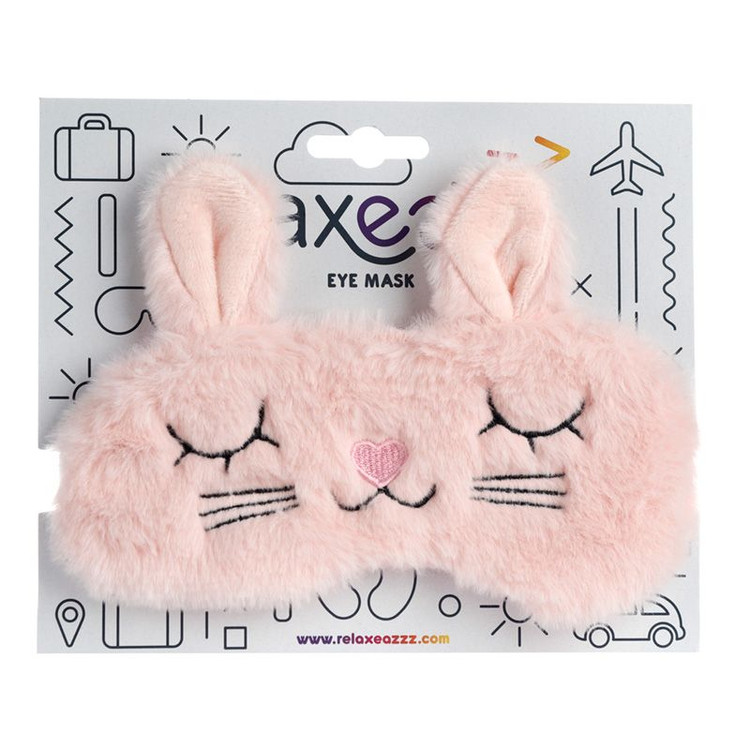 Pink Bunny Faux Fur Novelty Sleep Mask