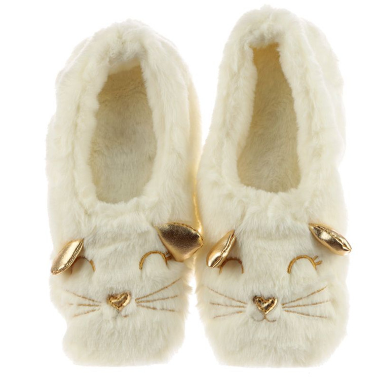 Feline Fine Cat Toestie Toes Faux Fur Heat Pack Slippers: Cream