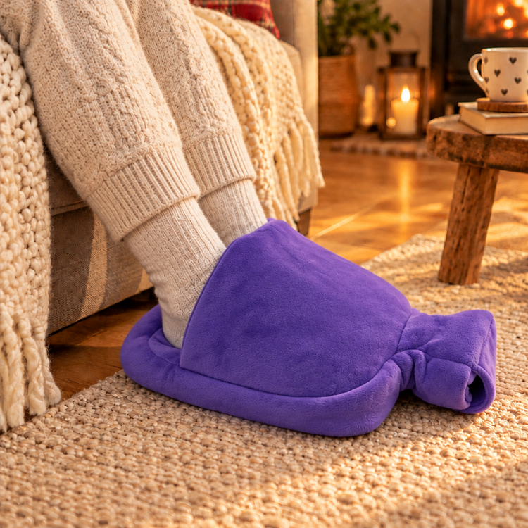 Purple Fleece Hot Water Bottle Foot Warmer