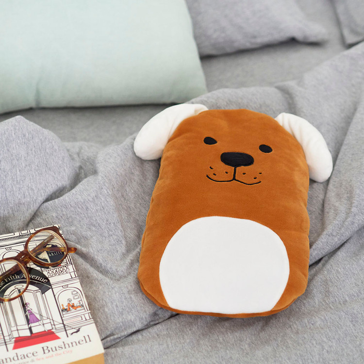 Woof! Brown Dog Plush Fleece 2L Hot Water Bottle