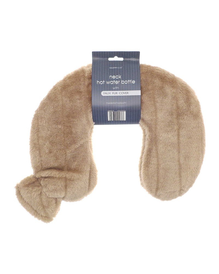 Biscuit Faux Fur Curved Neck Hot Water Bottle