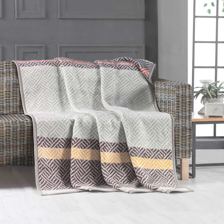 Kalahari Geo Design Luxury Fleece Reversible Blanket Throw