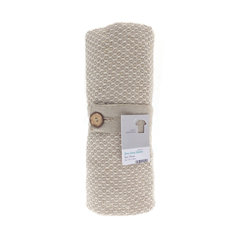 Eco Friendly Ikon Ecru Recycled Fibre Fringed Throw 125x 150cm