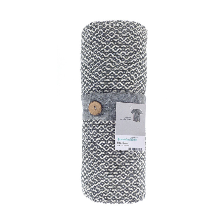 Eco Friendly Ikon Grey Recycled Fibre Fringed Throw 125x 150cm