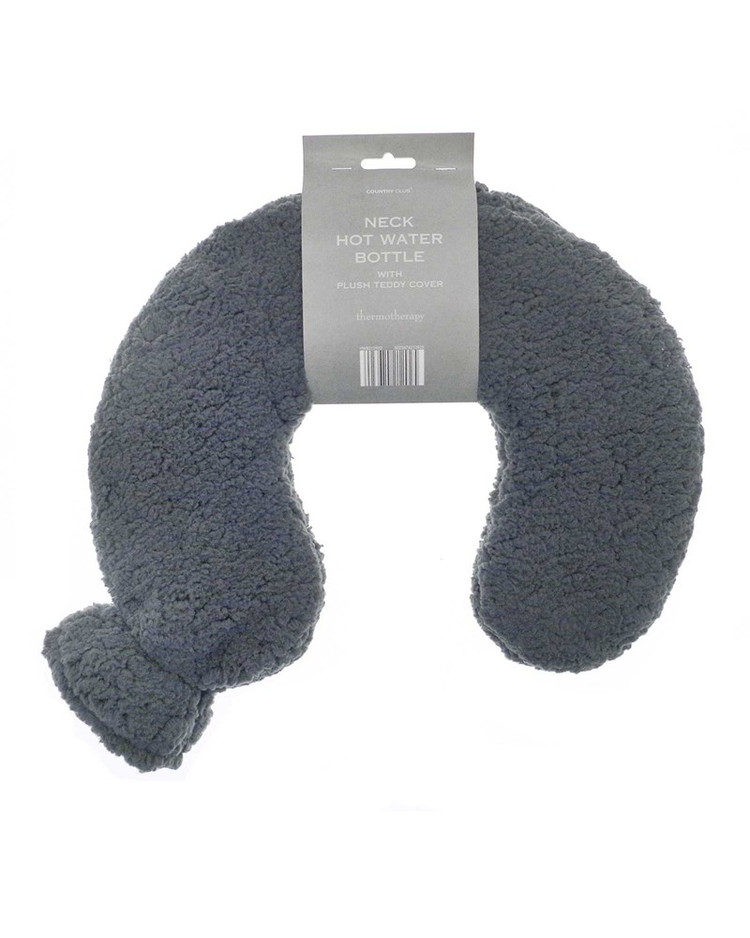 Charcoal Teddy Fleece 2L Curved Neck Hot Water Bottle