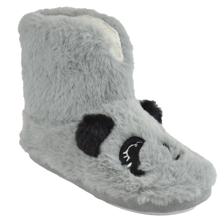 Grey Koala Bear Faux Fur Slipper Boots