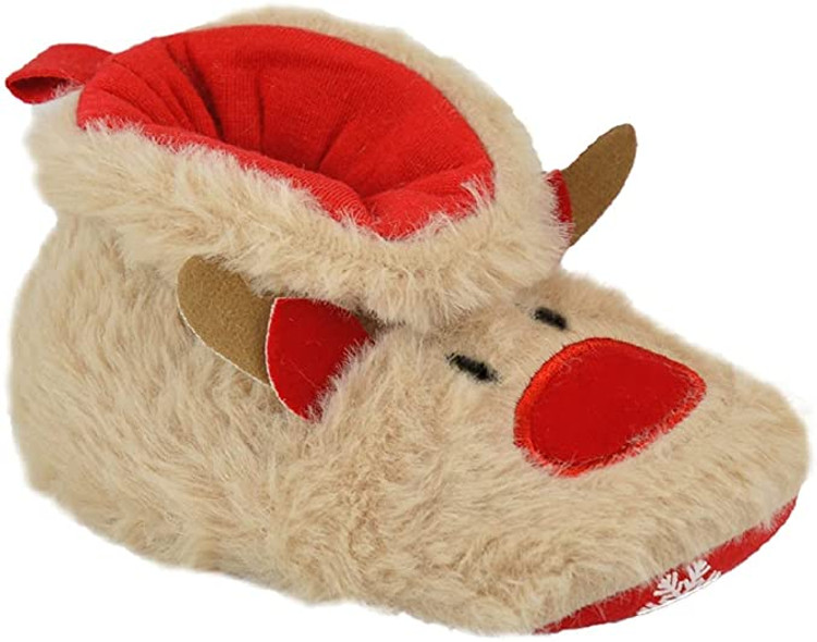 Baby Novelty Reindeer Fleece Bootie Slippers