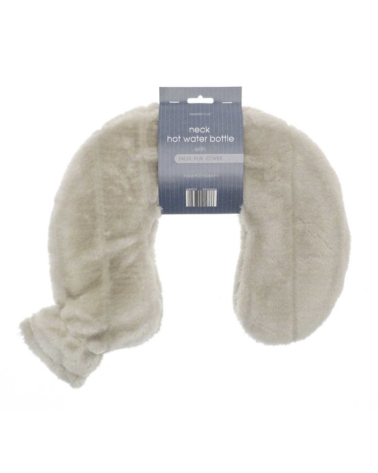 Stone Faux Fur Curved Neck Hot Water Bottle