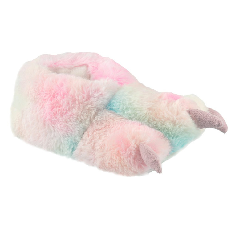 Rainbow 3D Claw Faux Fur Novelty Slippers