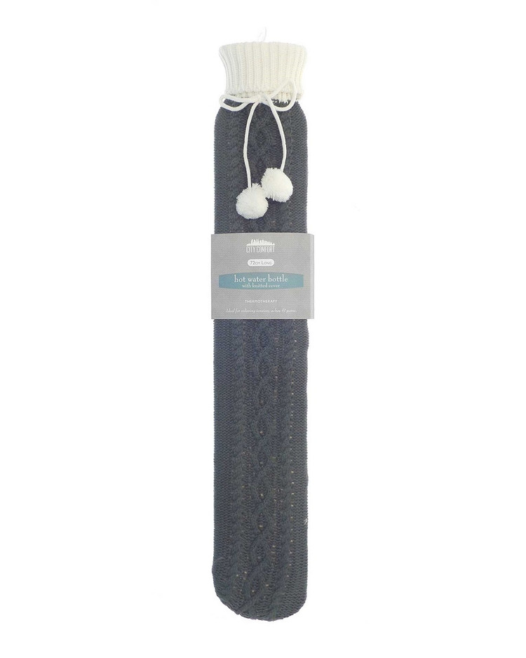 Grey Cable Knit 2L Long Hot Water Bottle