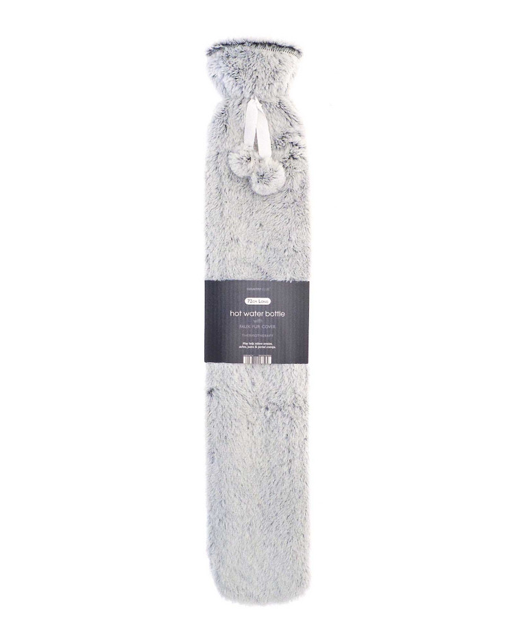 2 Tone Silver Faux Fur Long Hot Water Bottle