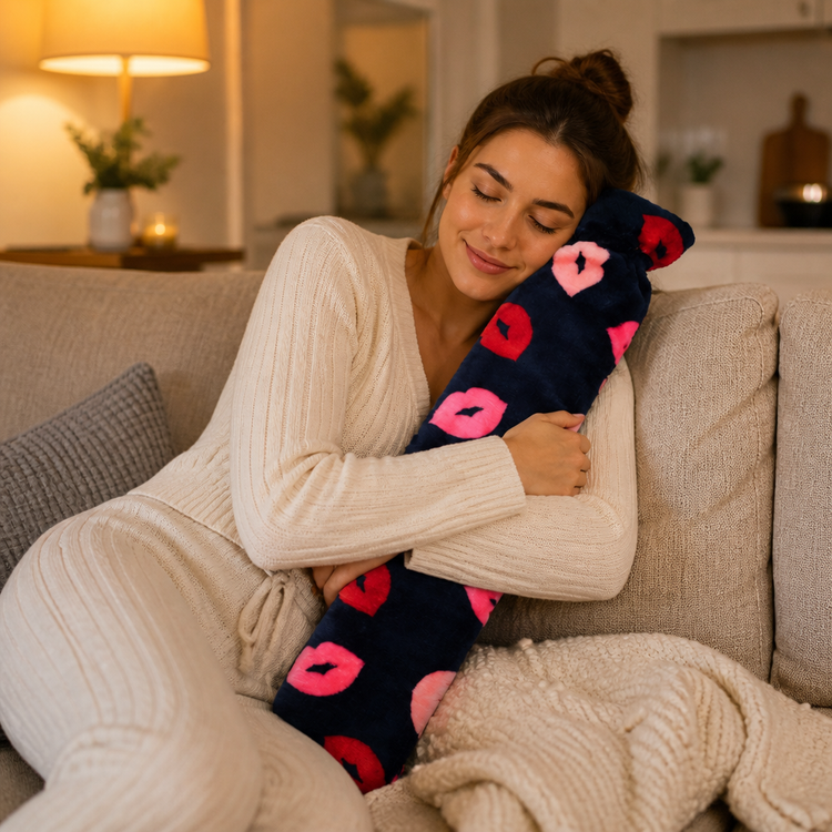 Lip Kisses Fleece Long Hot Water Bottle