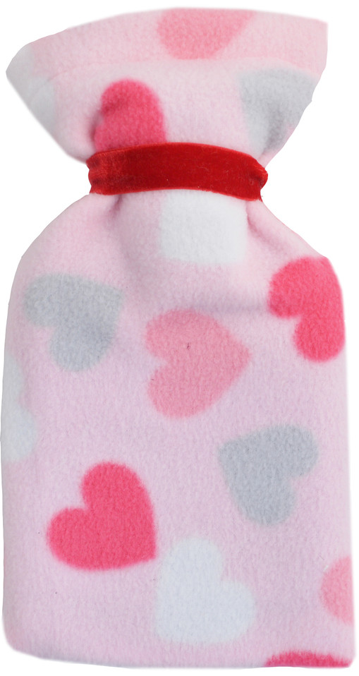 Pink Hearts Fleece Mini 0.5L Hot Water Bottle