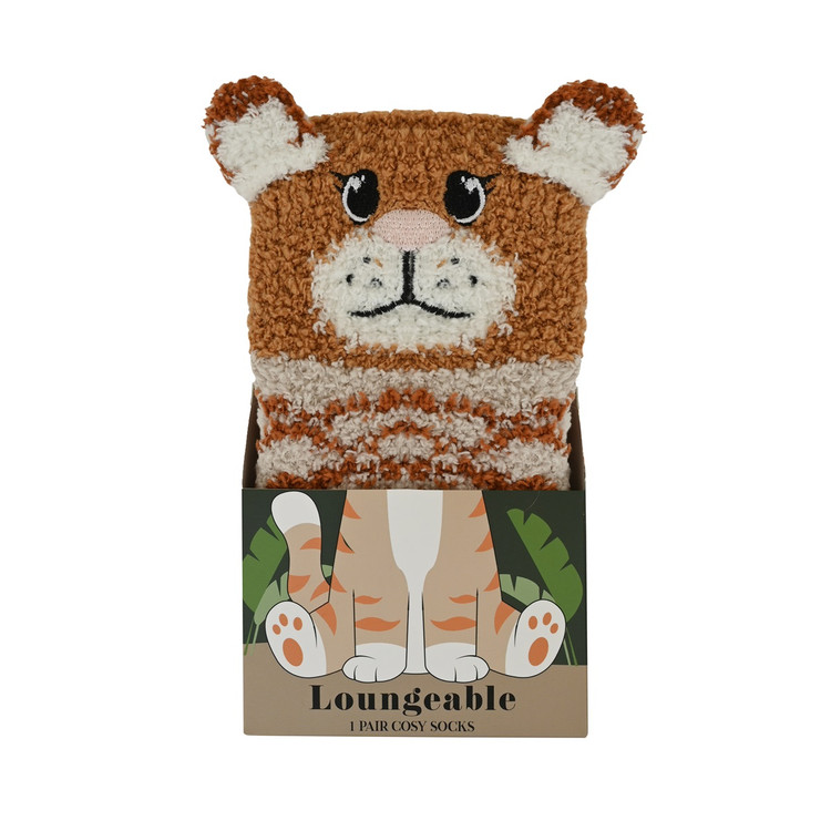 Novelty Tiger Gift Boxed Cosy Bed Socks