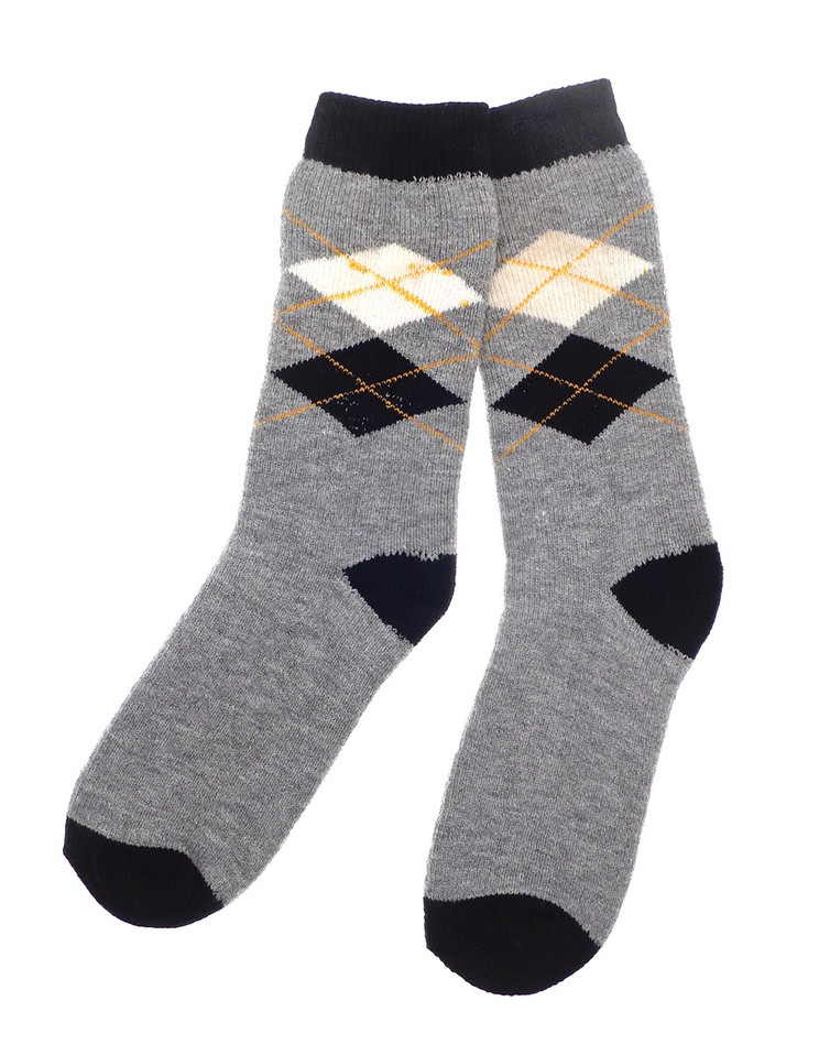 Grey Argyle Therma Feet Extra Warm Thermal Socks