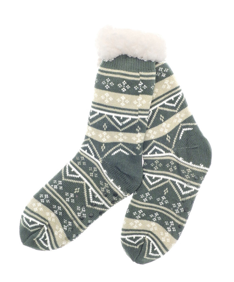 Grey Nordic Sherpa Lined Slipper Socks