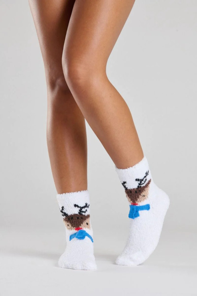 3D Scarf Reindeer Gift Boxed Slipper Socks