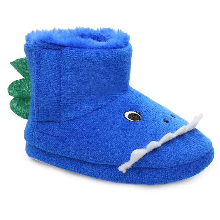 Blue Dinosaur Toddlers Fleece Slipper Booties