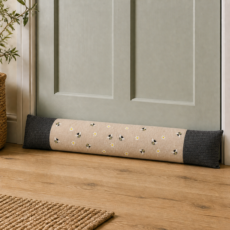 Embroidered Bees Banded Draught Excluder
