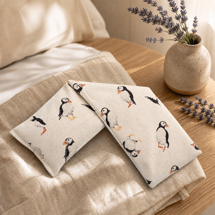 Puffins Print Cotton Lavender Wheat Bag