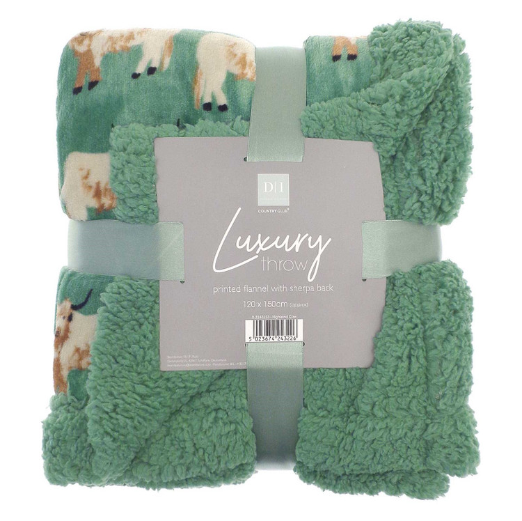 Highland Cows Sherpa Back Plush Throw 120x150cm