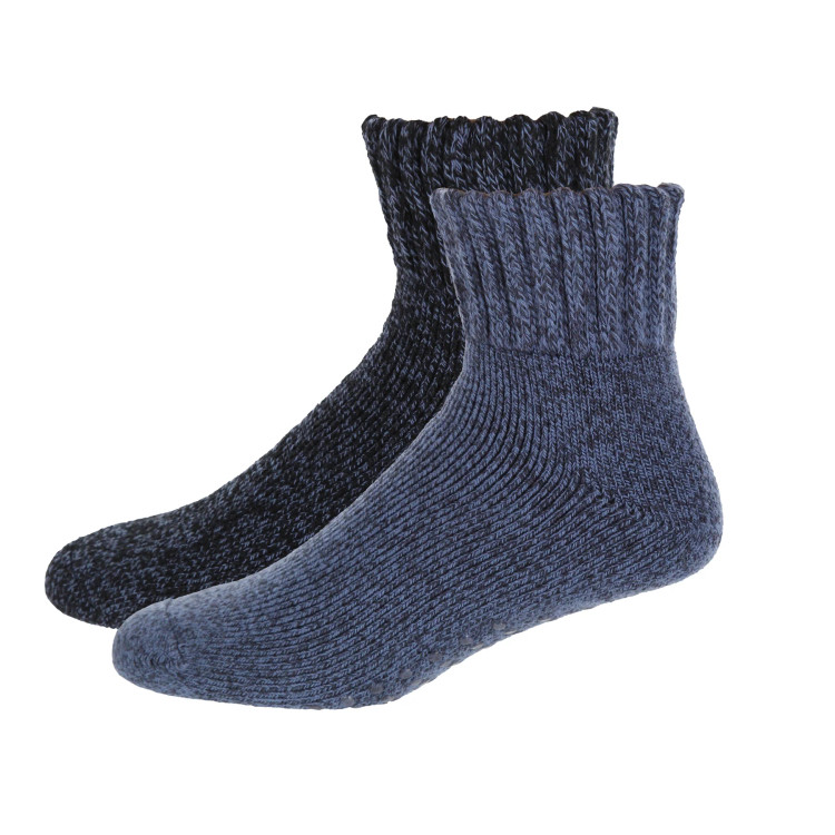 Duo Pack Navy & Black Ankle Slipper Socks 