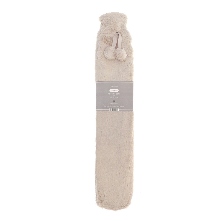 Mocha Beige Luxe Faux Fur Long Hot Water Bottle