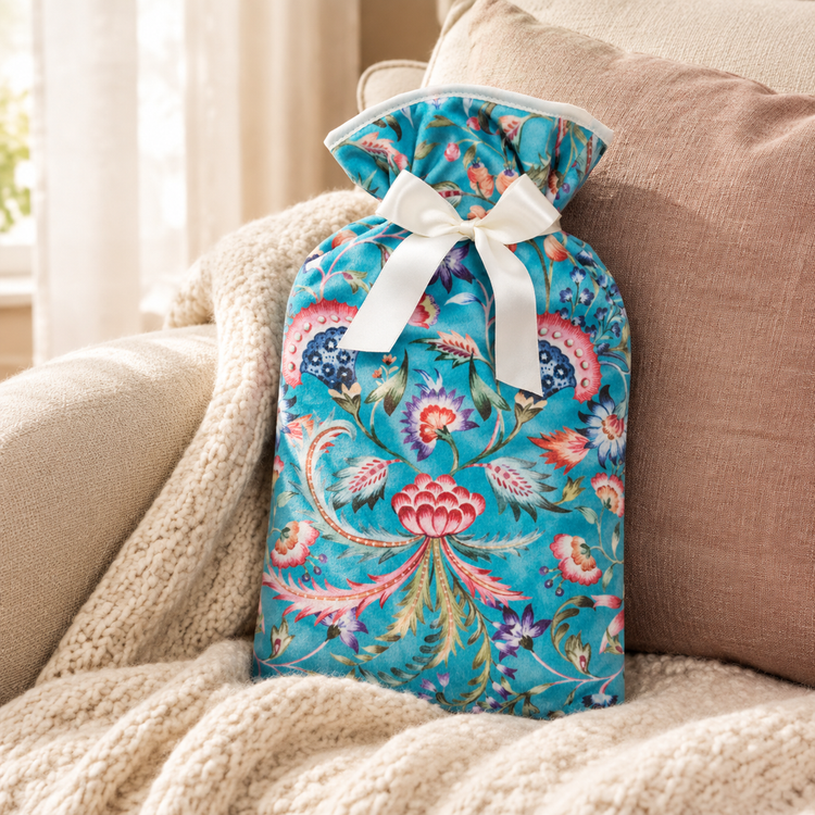 Floral Burst Velvet 2L Hot Water Bottle