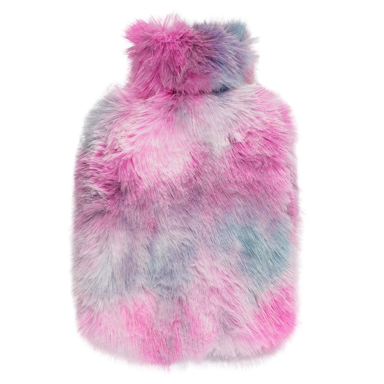 Pink Tie-Dye Luxury Faux Fur 2L Hot Water Bottle