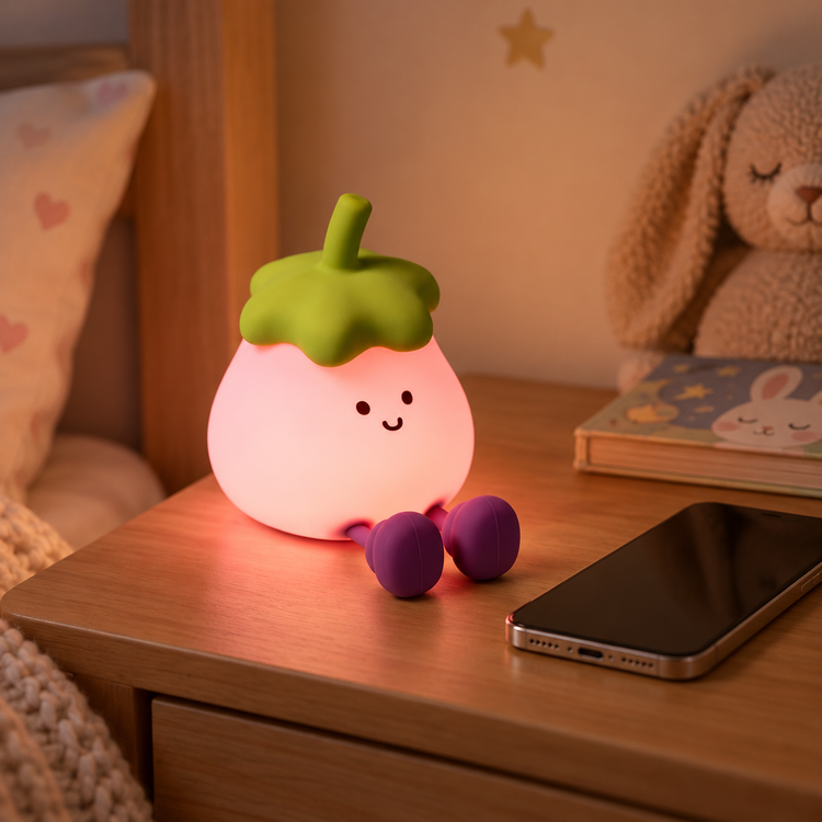Aubergine LED Night Light Sleep Lamp & Phone Stand