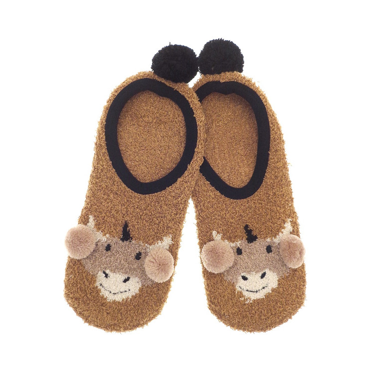 Highland Cow Design Non Slip Footsie Socks