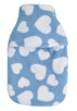 Cosy Fleece 1L Mini Hot Water Bottle & Cover: Blue Hearts