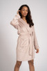 Mink Fleece Satin Trim Hooded Bath Robe