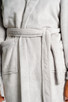 Silver Fleece Satin Trim Hooded Bath Robe