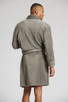 Grey Fleece Rope Trim Shawl Collar Bath Robe