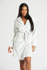 Ladies Snow Leopard Luxury Flannel Fleece Hooded Bath Robe