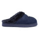 Snuggle Navy Faux Suede Fur Collar Mule Slippers