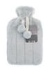 Silver Grey Cosy Faux Fur Pompom 2L Hot Water Bottle